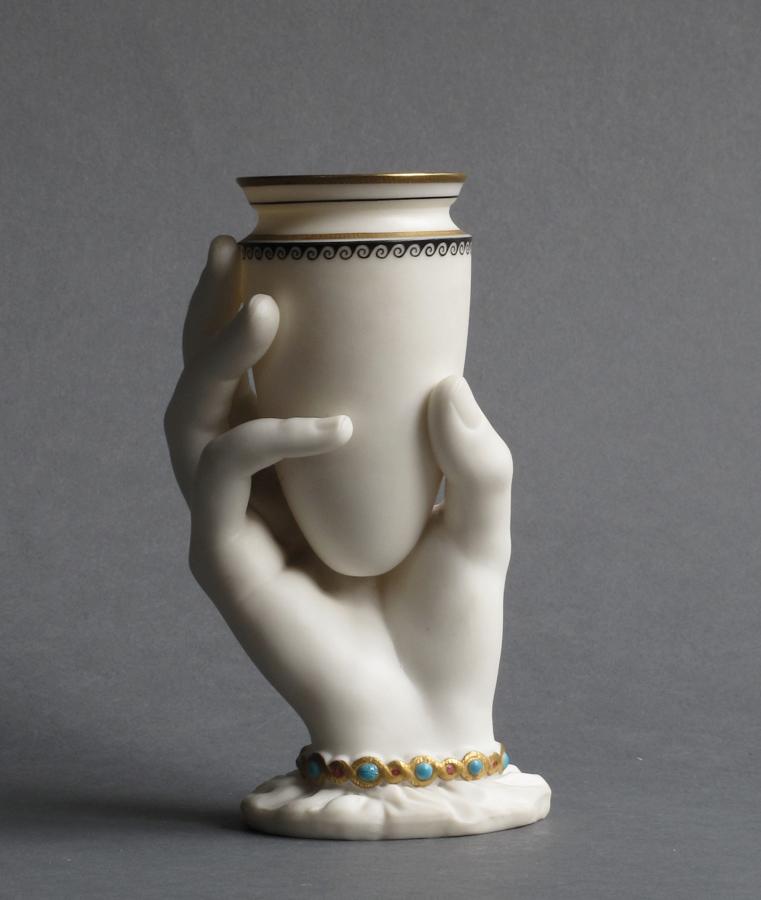 Worcester Parian ware 'hand and urn' vase
