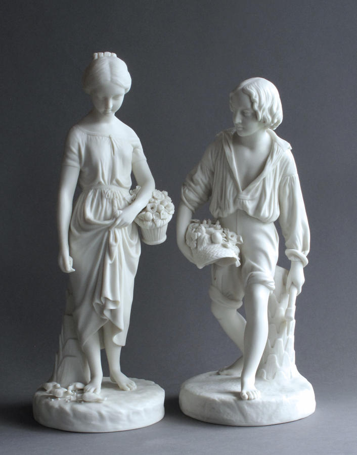 Copeland Parian figures of Paul & Virginia