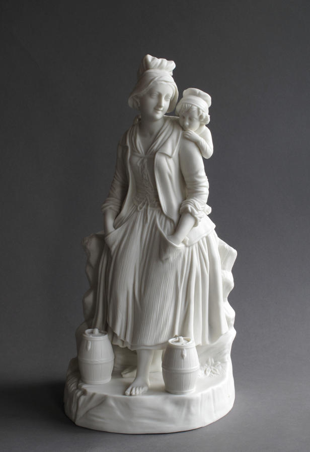 A Parian figure of a mother and child