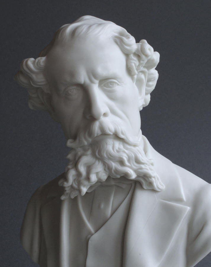 A large Parian bust of Charles Dickens
