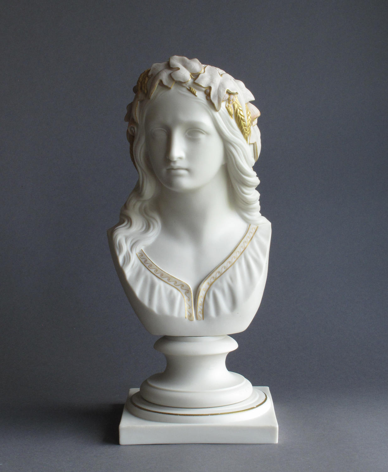 A tinted Parian bust of Ophelia by Copeland