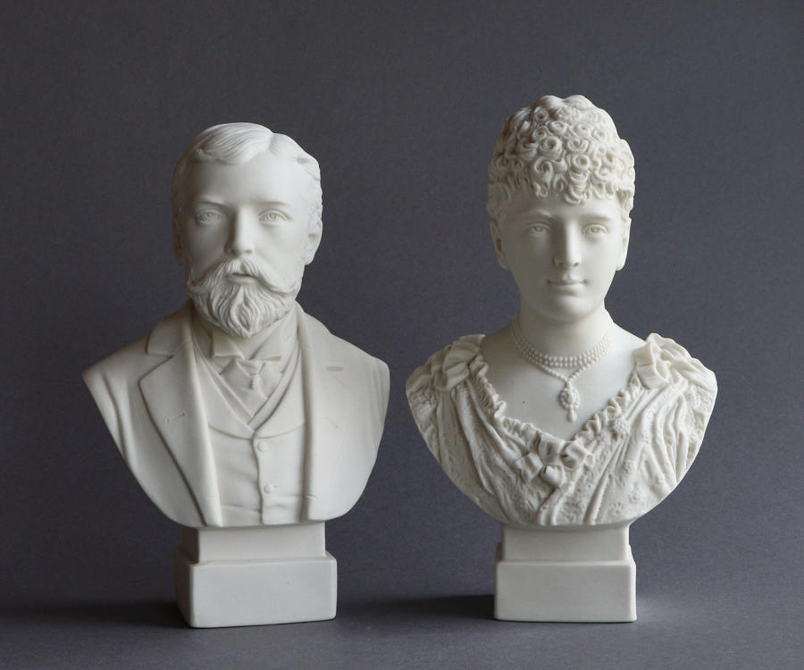 A pair of small R&L busts of the Duke of York and Princess May
