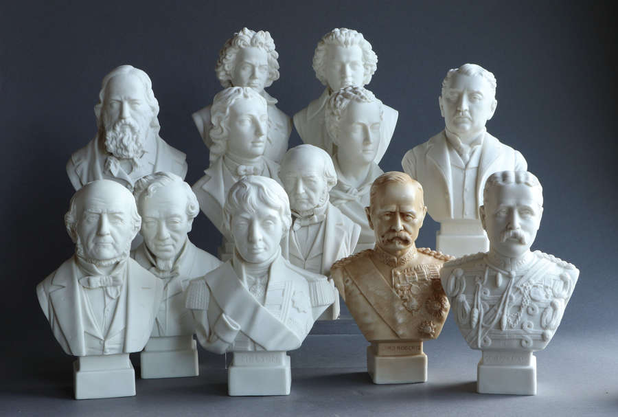 A collection of small antique Parian busts