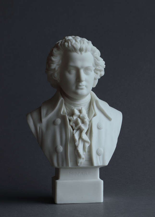 A small Parian bust of  Mozart by Robinson & Leadbeater