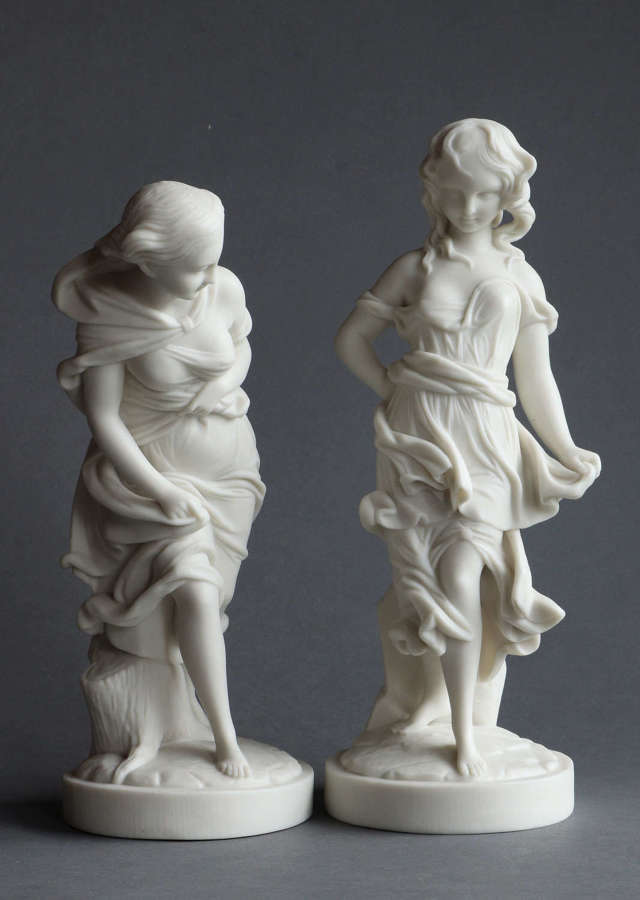 A pair or Worcester Parian figures: Before the Wind and After the Wind