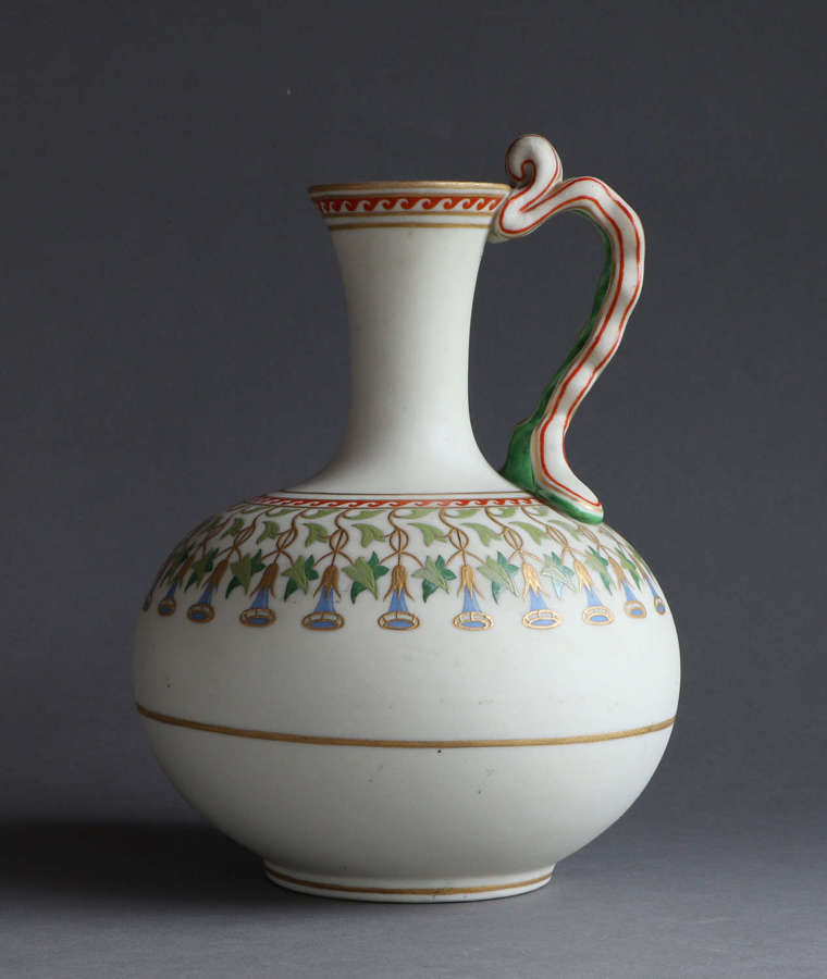 A good large enamelled Copeland Parian jug with globular body