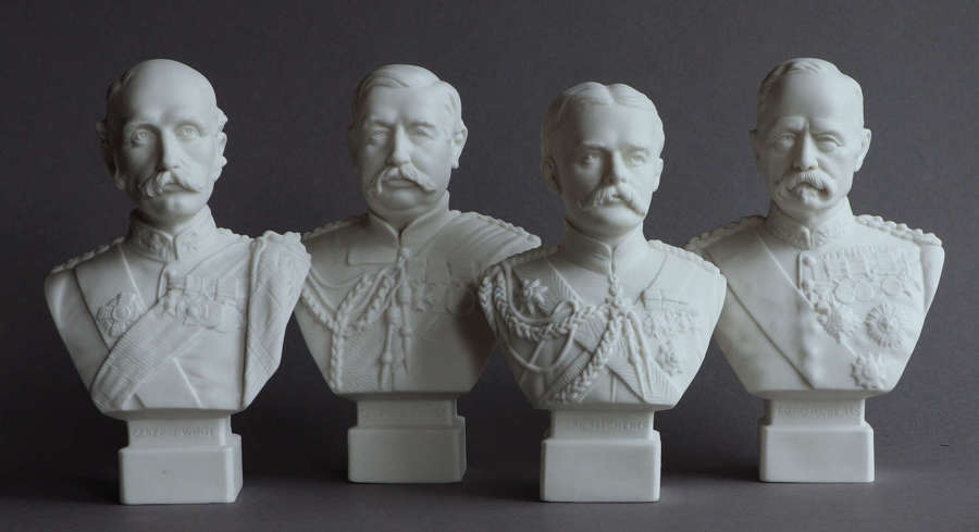 A group of Robinson & Leadbeater Parian busts of military men
