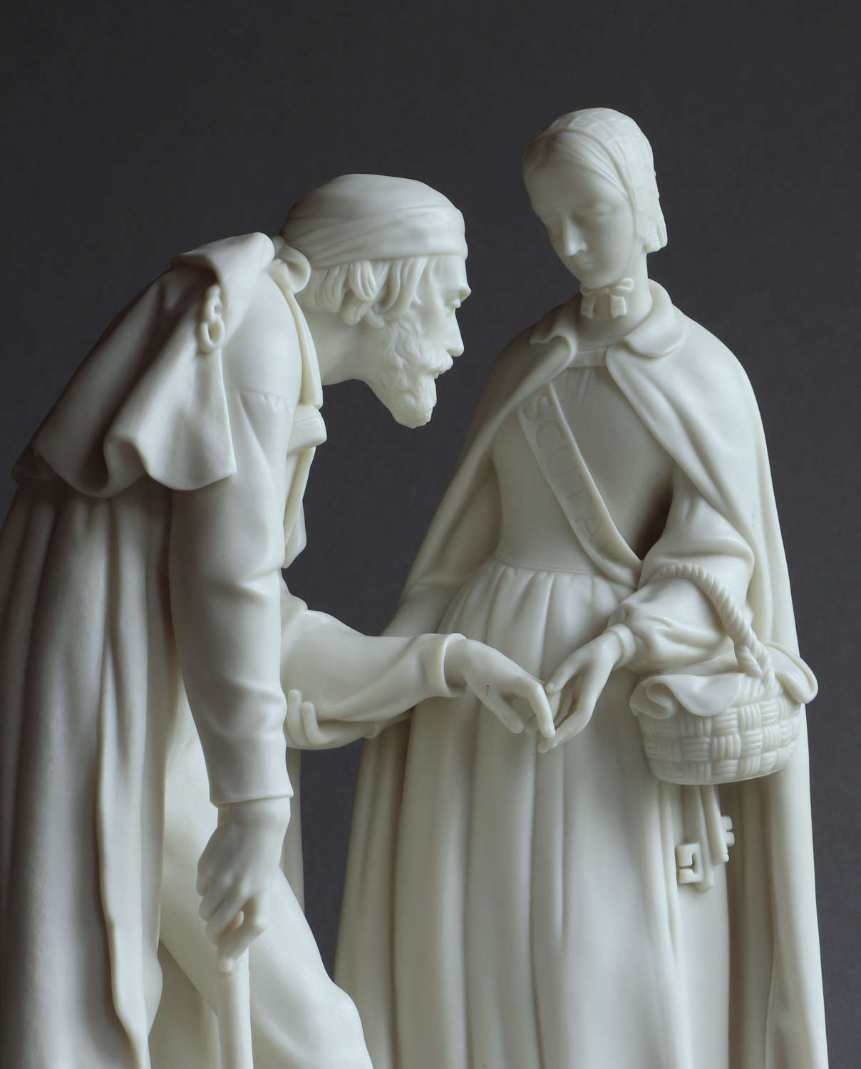 A Copeland Parian group of Florence Nightingale with a soldier