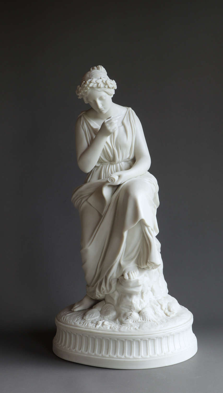 A fine large Parian figure of the poet Sappho, unmarked