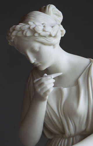 A fine large Parian figure of the poet Sappho, unmarked