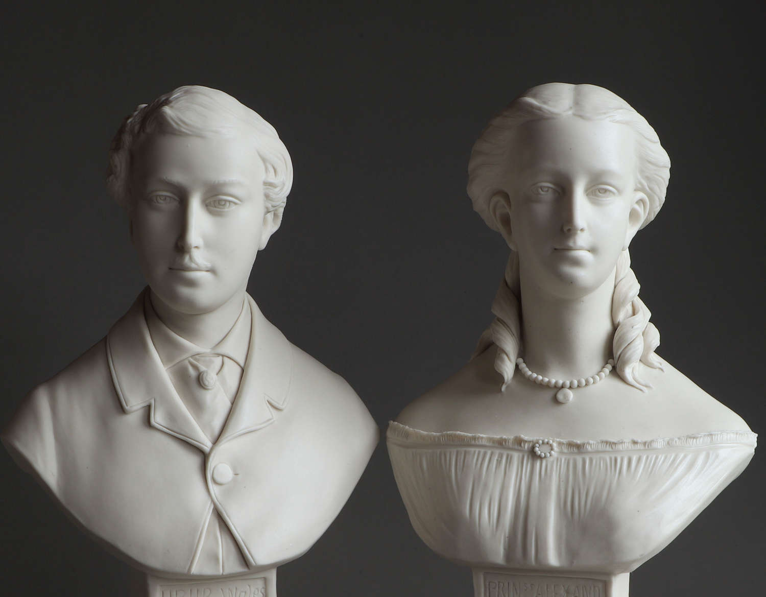 A pair of Parian busts of the Prince & Princess of Wales by John Rose
