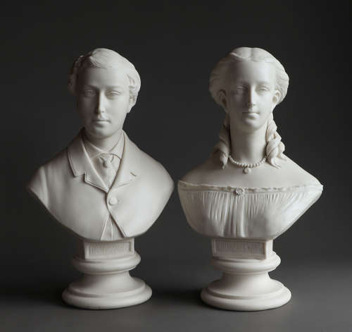 A pair of Parian busts of the Prince & Princess of Wales by John Rose