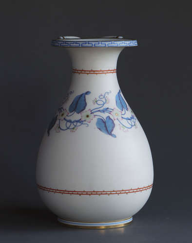 A good Parian jug or pitcher with blue and pink floral decoration