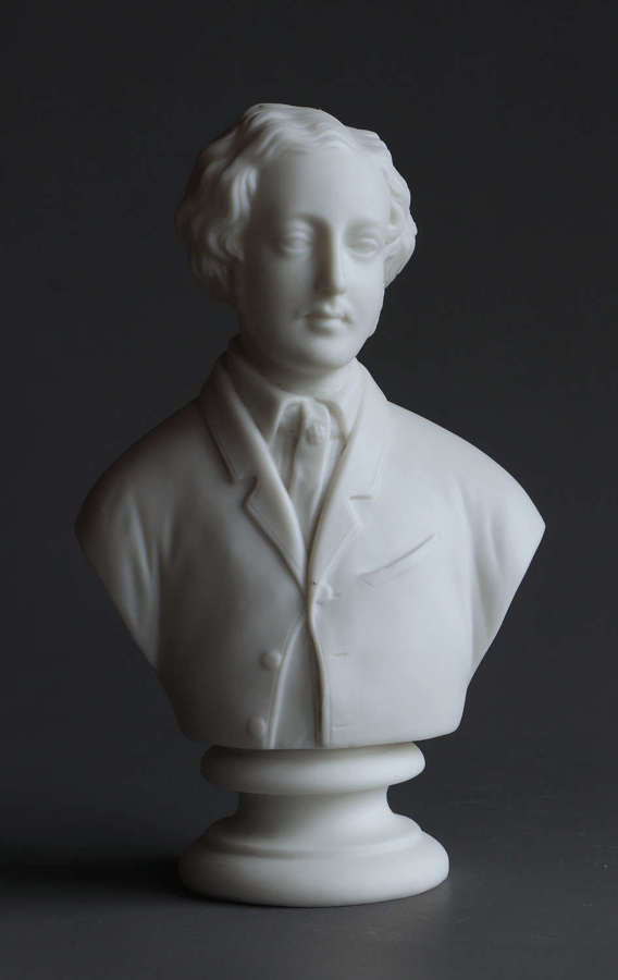 A small Parian bust of Prince Albert Edward, unmarked.