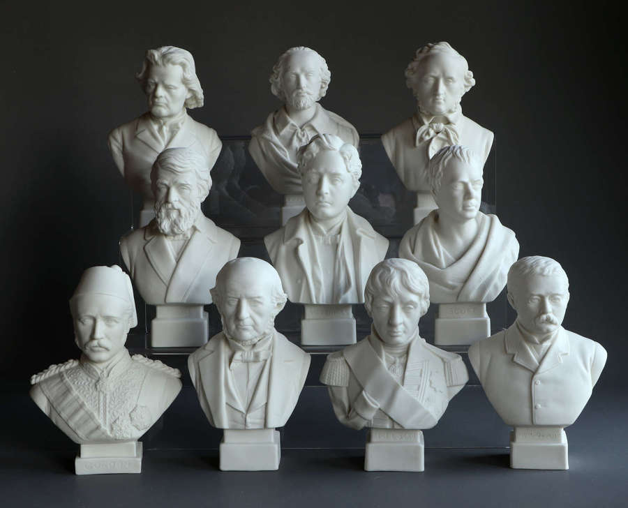 A collection of small Parian busts from the late Victorian period