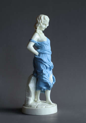 A pair of blue Worcester Parian figures: Before and Against the Wind