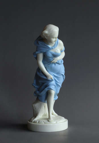 A pair of blue Worcester Parian figures: Before and Against the Wind