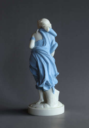 A pair of blue Worcester Parian figures: Before and Against the Wind