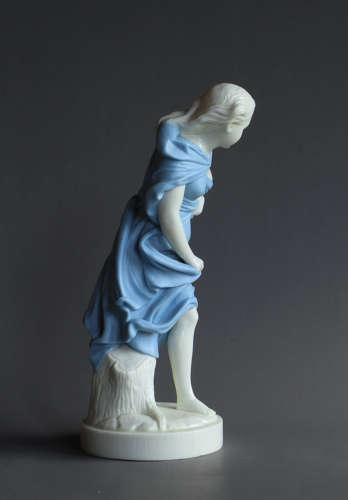 A pair of blue Worcester Parian figures: Before and Against the Wind