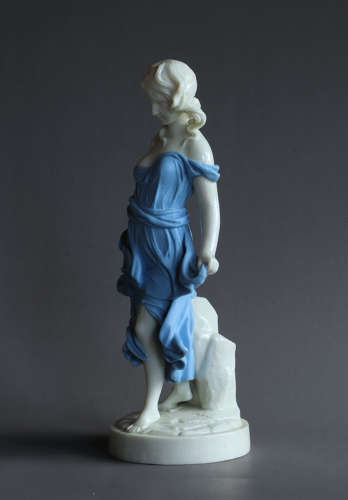 A pair of blue Worcester Parian figures: Before and Against the Wind