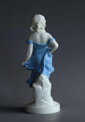 A pair of blue Worcester Parian figures: Before and Against the Wind