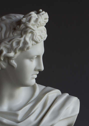 A striking Parian bust of Apollo