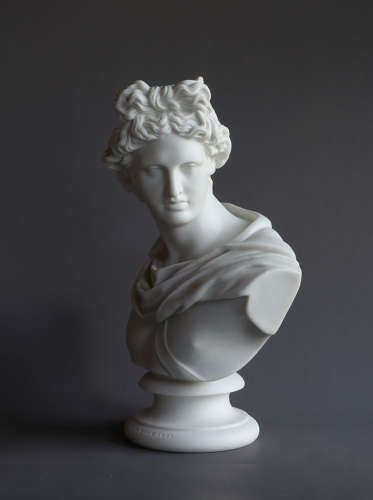 A striking Parian bust of Apollo