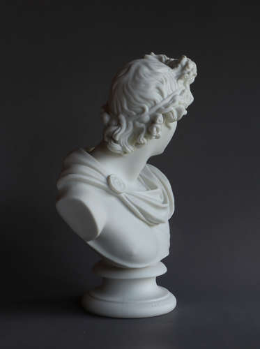 A striking Parian bust of Apollo