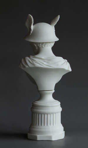 A fine Parian bust of Mercury on a fluted column