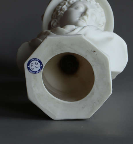 A fine Parian bust of Mercury on a fluted column