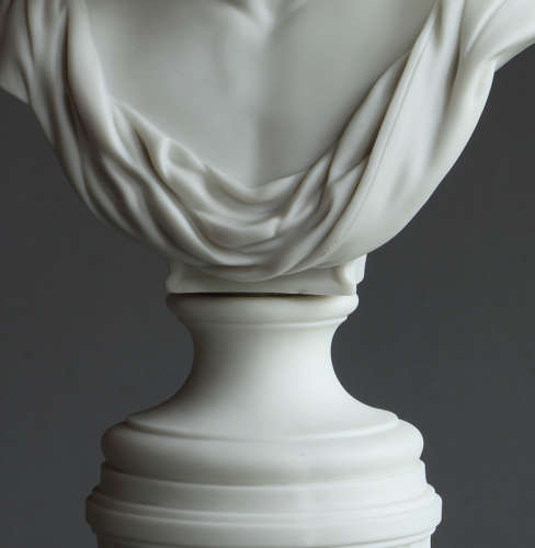 A fine Parian bust of Mercury on a fluted column