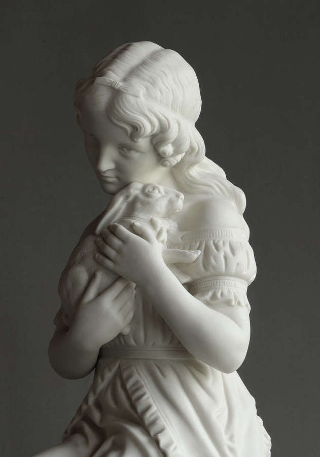 A Copeland Parian figure of &ldquo;The Pets&rdquo; or &ldquo;Girl with Rabbit&rdquo;
