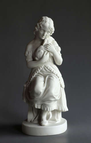 A Copeland Parian figure of “The Pets” or “Girl with Rabbit”