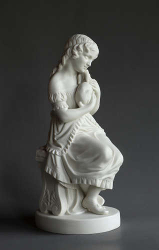 A Copeland Parian figure of “The Pets” or “Girl with Rabbit”