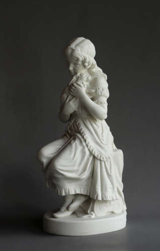 A Copeland Parian figure of “The Pets” or “Girl with Rabbit”