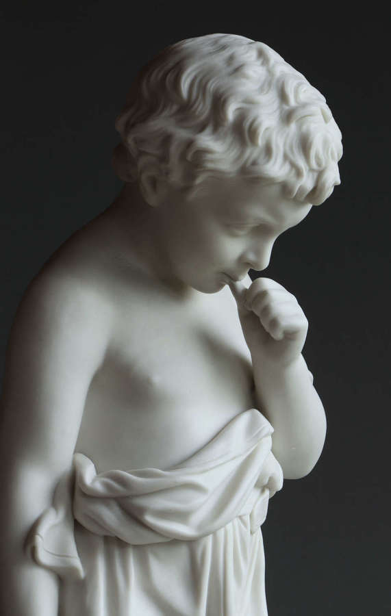 Parian figure of The Little Boat Builder ('Hit the Wrong Nail')