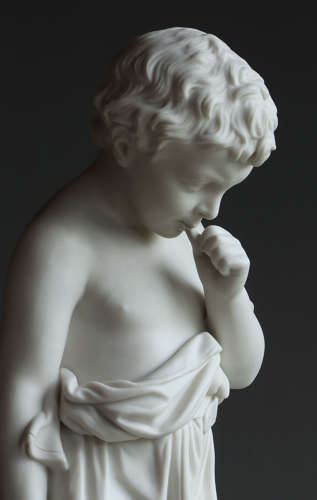 Parian figure of The Little Boat Builder ('Hit the Wrong Nail')