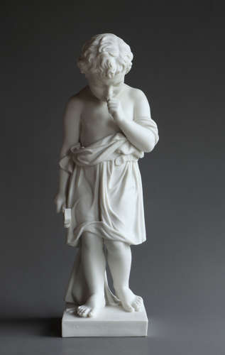 Parian figure of The Little Boat Builder ('Hit the Wrong Nail')
