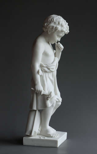 Parian figure of The Little Boat Builder ('Hit the Wrong Nail')
