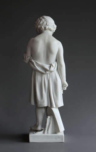 Parian figure of The Little Boat Builder ('Hit the Wrong Nail')