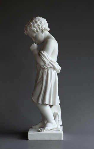 Parian figure of The Little Boat Builder ('Hit the Wrong Nail')