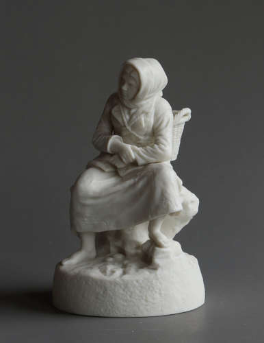A small Copeland Parian figure of a Fisherwoman