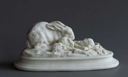 A charming small Copeland Parian group of a family of rabbits