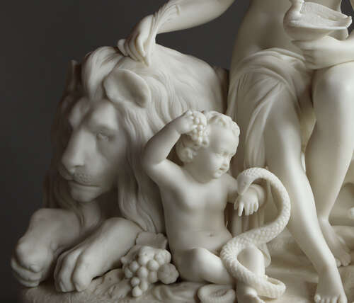 A fine and uncommon Parian figure group of 'The Golden Age'