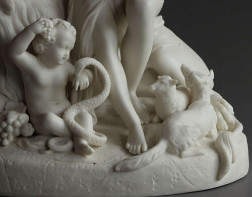 A fine and uncommon Parian figure group of 'The Golden Age'