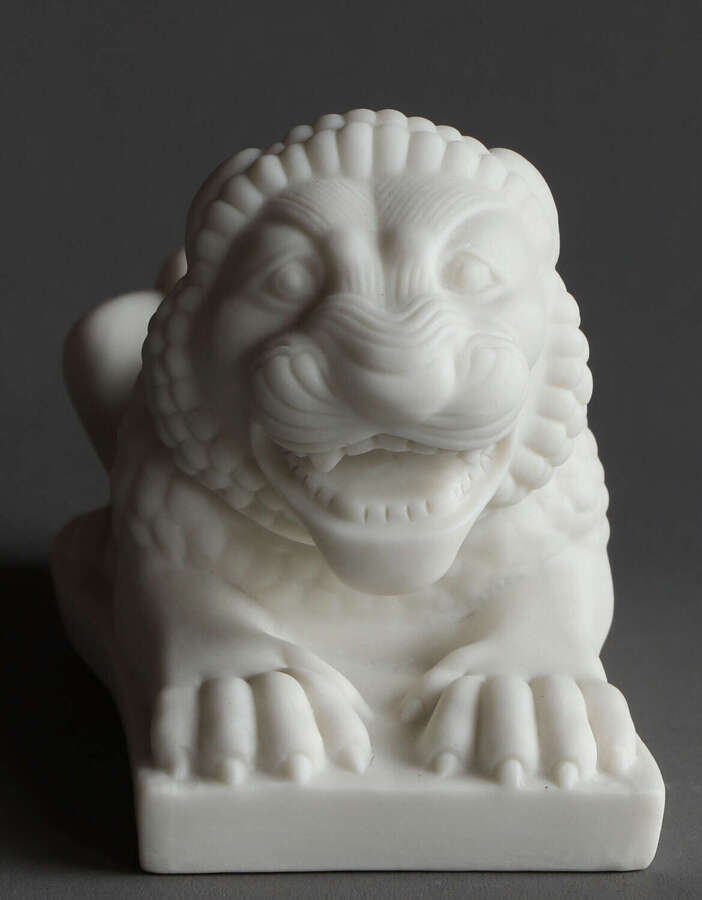 A Copeland Parian Assyrian Lion Paperweight