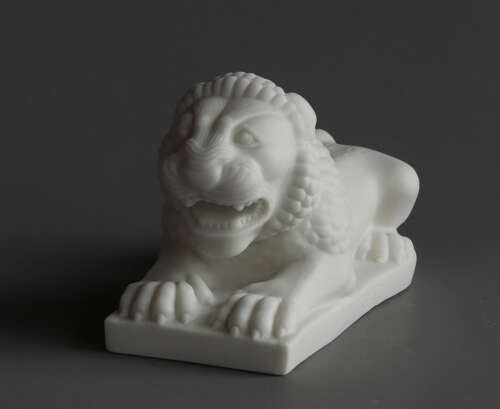A Copeland Parian Assyrian Lion Paperweight