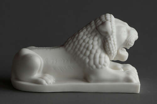 A Copeland Parian Assyrian Lion Paperweight